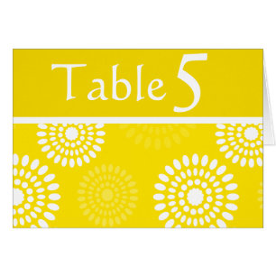 Summertime yellow flowers Table Number Card