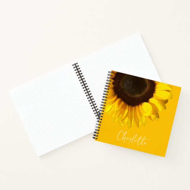 Summertime Yellow Sunflower Customizable Name    Notebook (Inside)