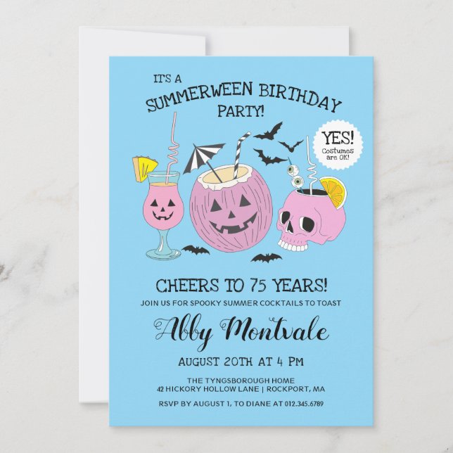 Summerween 75th Birthday Cocktail Party Invitation (Front)
