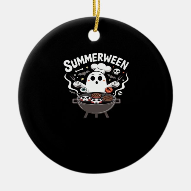 Summerween BBQ Funny Ceramic Ornament (Front)