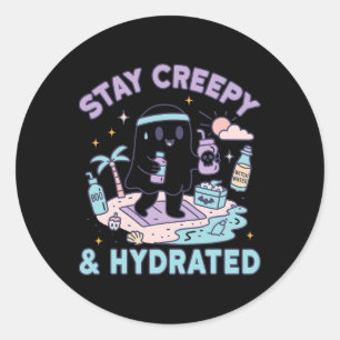 Summerween Beach Halloween Ghost 1 Classic Round Sticker