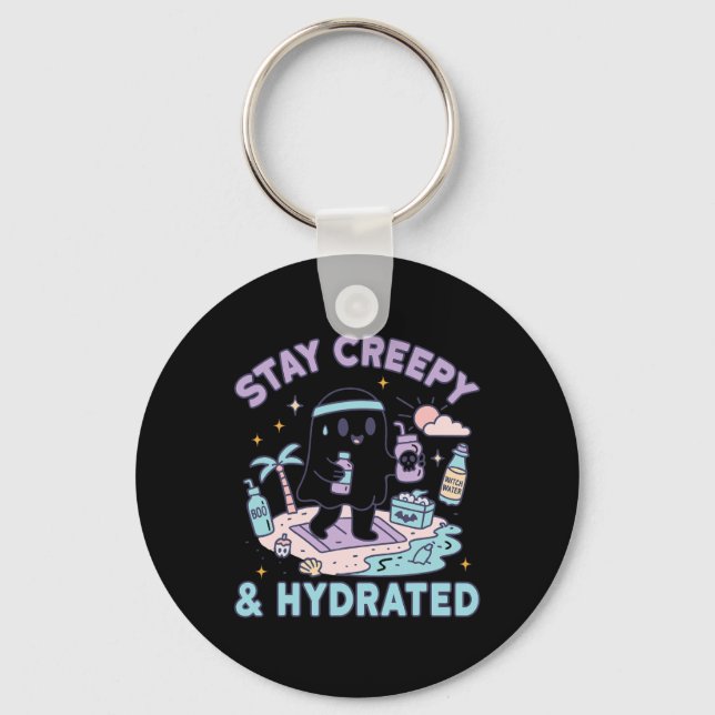 Summerween Beach Halloween Ghost 1  Keychain (Front)