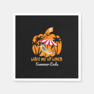 Summerween Beach Pumpkin Skeleton Funny Halloween  Napkin