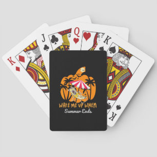 Summerween Beach Pumpkin Skeleton Funny Halloween  Playing Cards