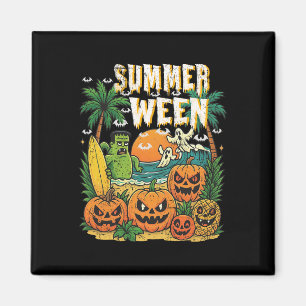 Summerween Beach Pumpkins Ghosts Surf Halloween Vi Magnet