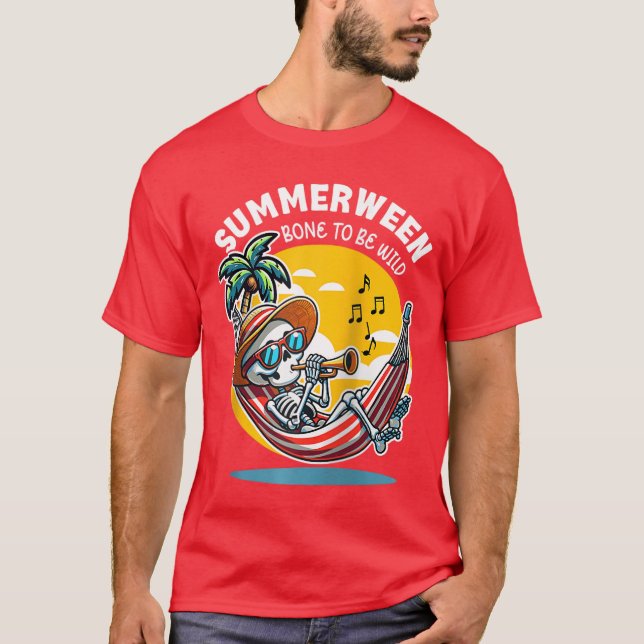 Summerween Bone to Be Wild Skeleton Raglan Basebal T-Shirt (Front)