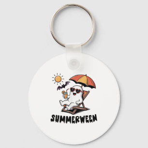 Summerween Cute Spooky Ghost With Summer Vibes For Keychain