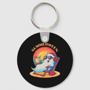 Summerween Cute Spooky Summer Ghost Halloween Love Keychain