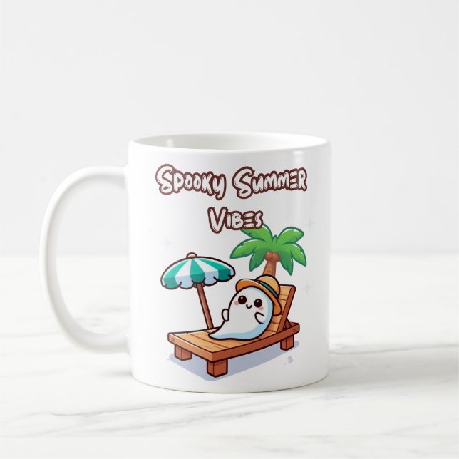 Summerween Cute Summer Ghost Coffee Mug (Left)
