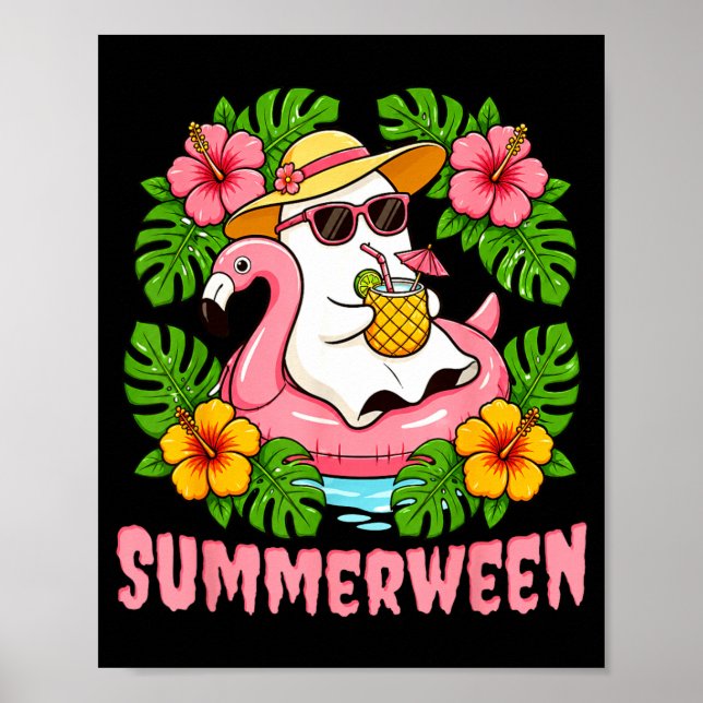 Summerween Funny Ghost Summer Halloween Vacation Poster (Front)