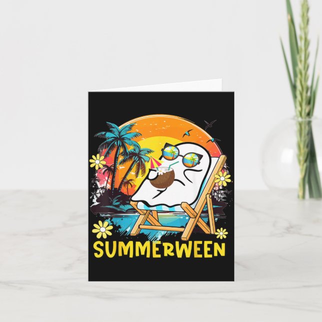 Summerween Funny Summer Halloween Ghost Summer Card (Front)