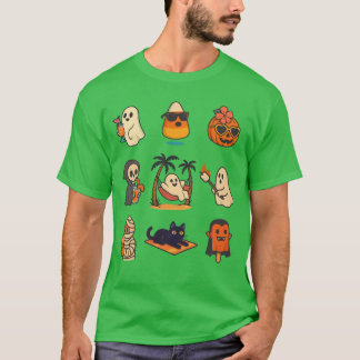 Summerween Ghost Pumpkin Halloween Spooky Summer T T-Shirt