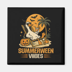 Summerween Goose Spooky Halloween Pumpkin Beach Su Magnet