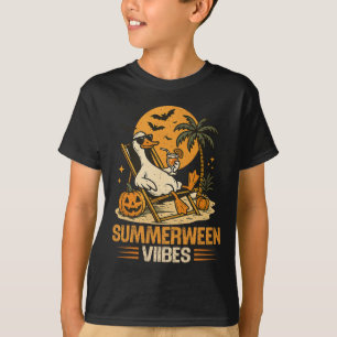 Summerween Goose Spooky Halloween Pumpkin Beach Su T-Shirt