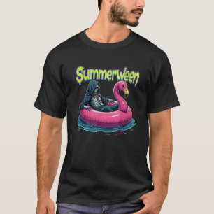 Summerween Grim Reaper Flamingo Gothic Halloween B T-Shirt