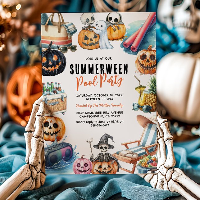 Summerween Halloween Pool Party Invitation (Creator Uploaded)