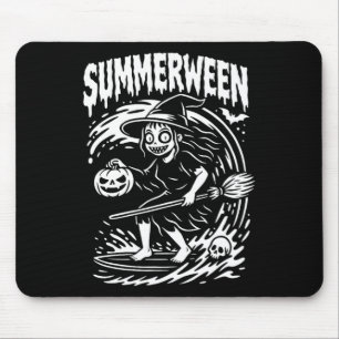Summerween Halloween Summer Surfing Beach Witch  Mouse Pad