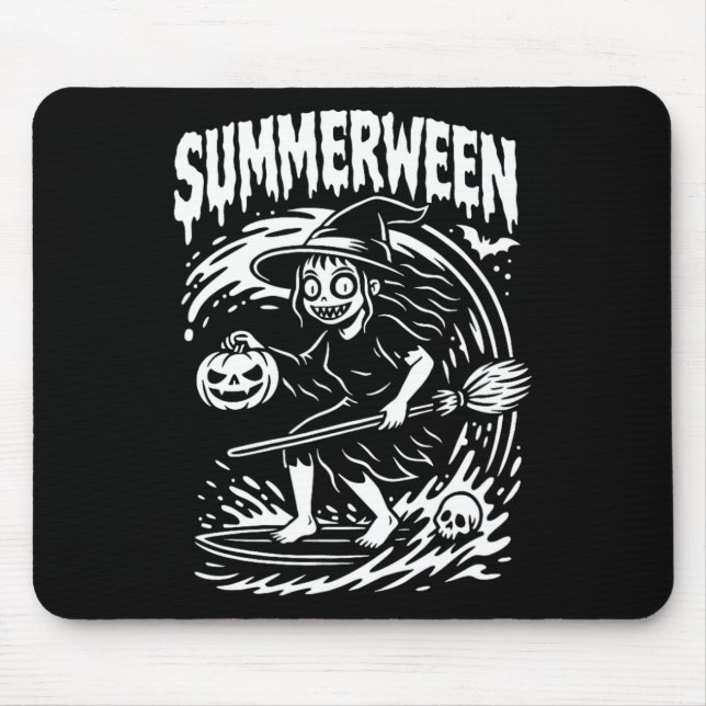 Summerween Halloween Summer Surfing Beach Witch  Mouse Pad (Front)