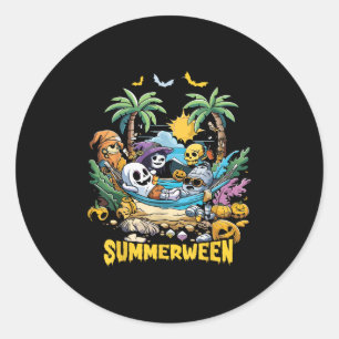 Summerween Happy Summer Halloween Holiday Beach Classic Round Sticker