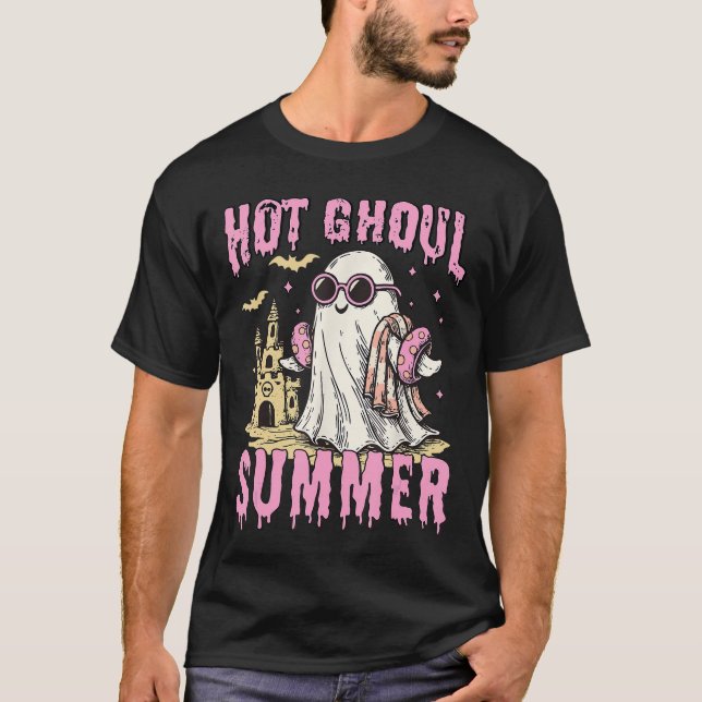 Summerween Hot Ghoul Summer Funny Cute Ghost Pool  T-Shirt (Front)