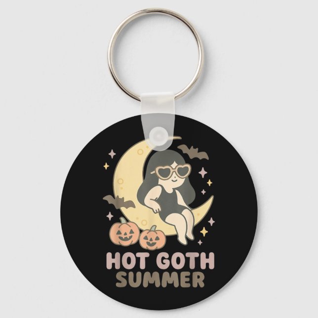 Summerween Hot Goth Summer Pastel Gothic Cute Keychain (Front)