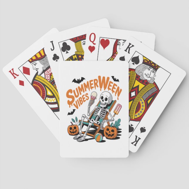 Summerween Ice Cream Summer Vacation Halloween Playing Cards (Back)