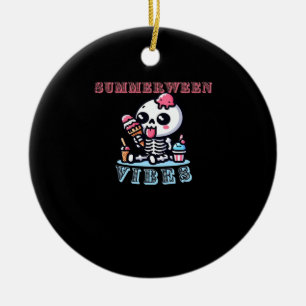 Summerween IceCream Skeleton Classic Ceramic Ornament