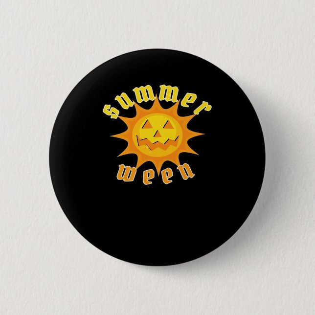 Summerween Jack O Lantern Sunshine Oversized 2 Inch Round Button (Front)