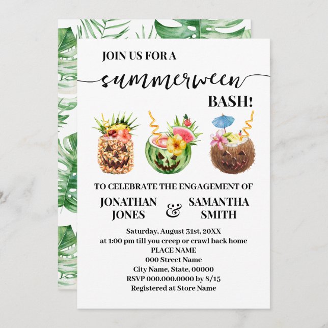 Summerween Pool Party Engagement Invitation (Front/Back)