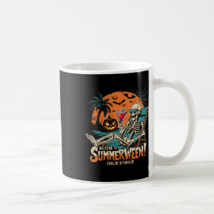 Summerween Skeleton Beach Halloween Tropical Art Coffee Mug