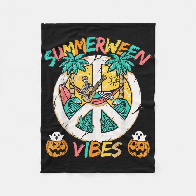 Summerween Skeleton Chill Out At The Beach With Su Fleece Blanket (Front)
