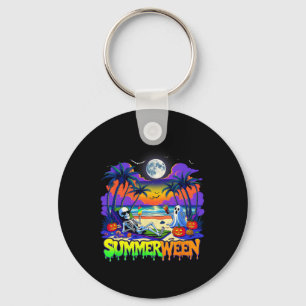 Summerween Skeleton Ghost Beach Funny Spooky Hallo Keychain