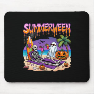 Summerween Skeleton Ghost Beach Funny Spooky Hallo Mouse Pad