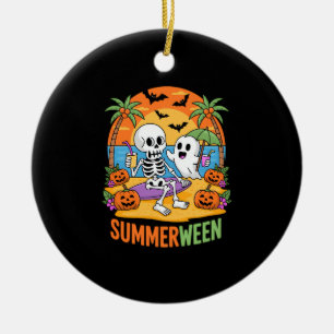 Summerween Skeleton Ghost Beach Halloween Party Fu Ceramic Ornament