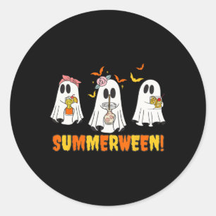 Summerween Skeleton Ghost Beach Party Halloween Vi Classic Round Sticker