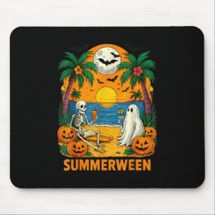 Summerween Skeleton Ghost Beach Party Halloween Vi Mouse Pad