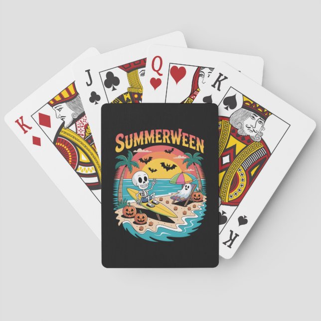 Summerween Skeleton Halloween Playing Cards (Back)