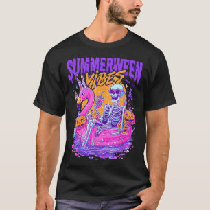 Summerween Skeleton Spooky Summer Beach Skelly  T-Shirt