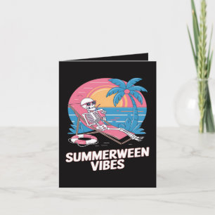 Summerween Skeleton Summer Vacation Beach Funny Holiday Card