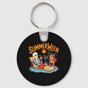 Summerween Skeleton Witch Funny Summer Halloween Keychain