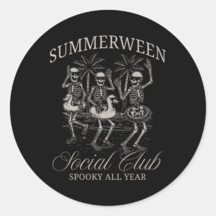 Summerween Social Club Skeleton Dancing Summer Hal Classic Round Sticker