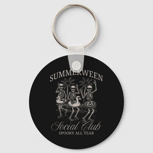 Summerween Social Club Skeleton Dancing Summer Hal Keychain (Front)