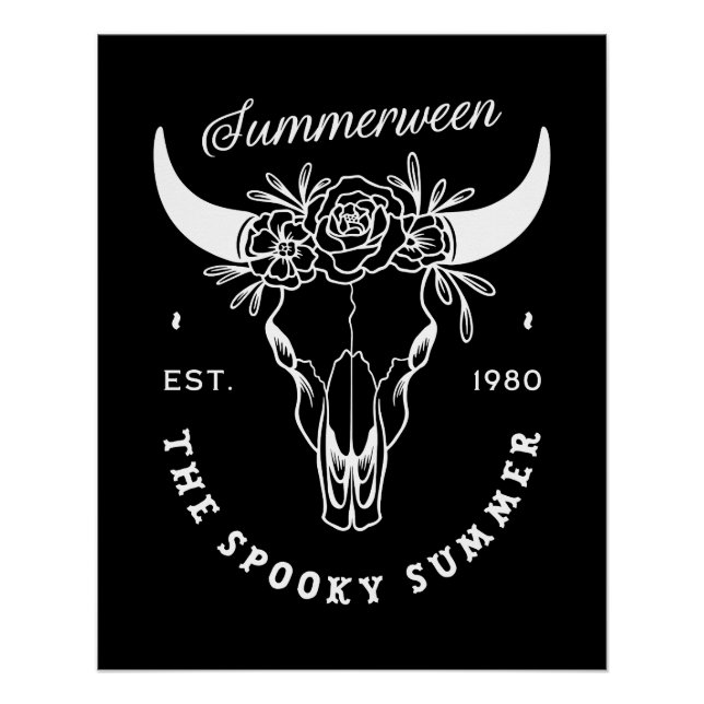 Summerween spooky gothic summer party theme black poster (Front)