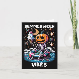 Summerween Summer Halloween Funny Skeleton Ice Cre Card