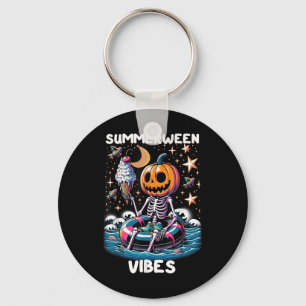 Summerween Summer Halloween Funny Skeleton Ice Cre Keychain