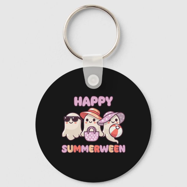 Summerween Summer Halloween Ghost  Keychain (Front)