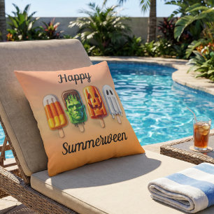 Summerween Summer Halloween Popsicles Outdoor Pillow