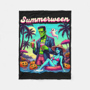 Summerween Summer Halloween Zombie Frankenstein Bo Fleece Blanket