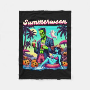 Summerween Summer Halloween Zombie Frankenstein Bo Fleece Blanket