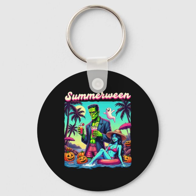 Summerween Summer Halloween Zombie Frankenstein Bo Keychain (Front)